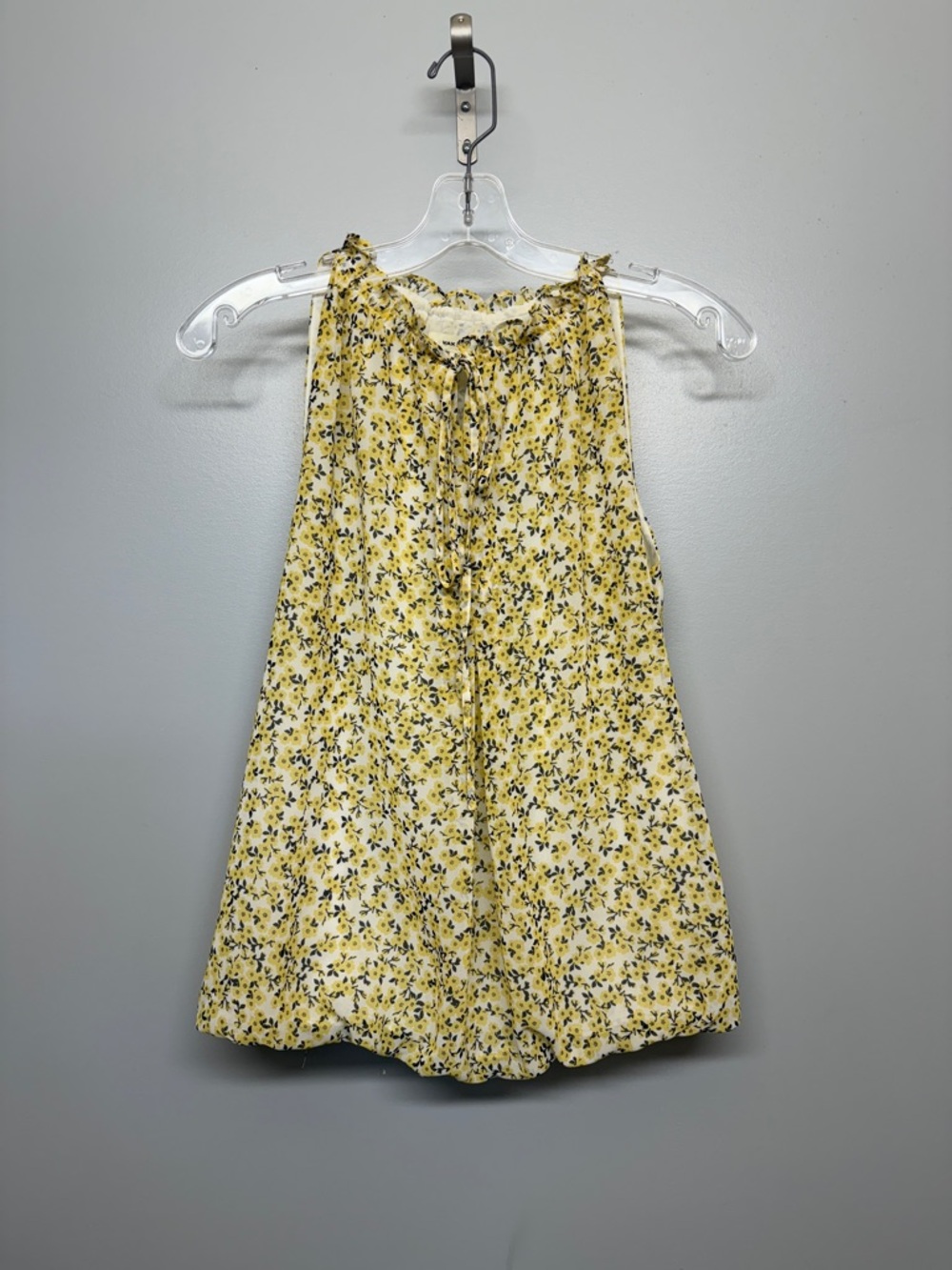 Max Studio Yellow Floral Ruffle Tie-Front Blouse